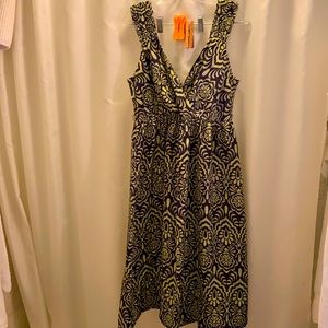 Like new super fun navy and chartreuse print dress